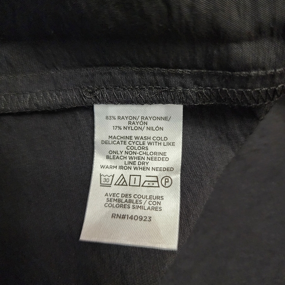 Loft Black Half Button-Up Dress Knot Tie Waist Longsleeves Size 12P - Picture 2 of 7